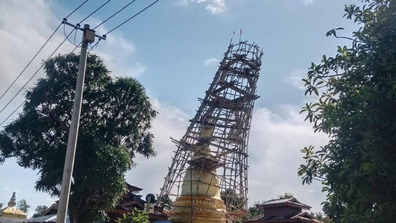 လွယ်သံဆစ်ရွာတွင် မိုးသက်လေပြင်းတိုက်ခိုက်မှုကြောင့်  နေအိမ်များပျက်ဆီး