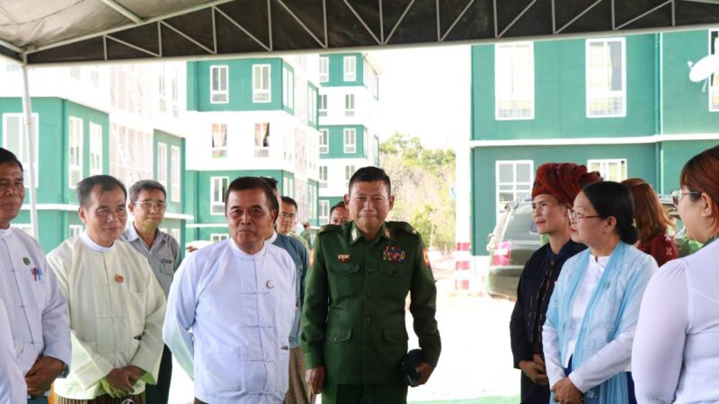 စစ်မှုထမ်းဟောင်းအဆင့်မြင့်အိမ်ရာ၌ စက်ချုပ်နည်းပညာသင်တန်း ဖွင့်ပွဲအခမ်းအနားတွင် လျှပ်စစ်၊ စွမ်းအင်၊ စက်မှုနှင့်လမ်းပန်ဆက်သွယ်ရေးဝန်ကြီး ဦးခွန်သန်းထူး က တက်ရောက်အမှာစကားပြောကြား
