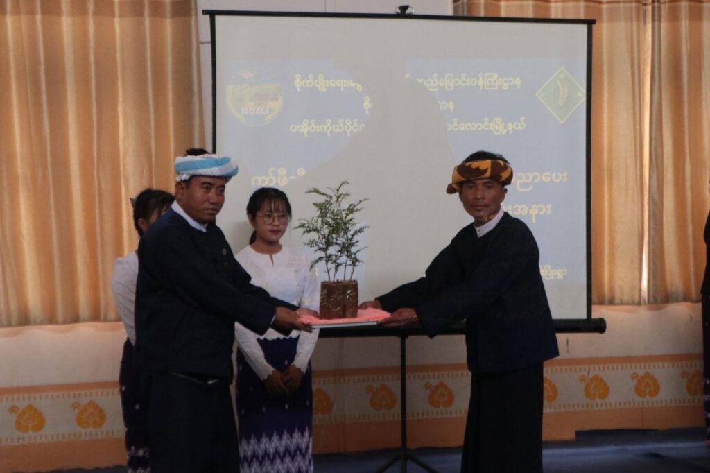 ဝါးပြုံးရွာတွင် ကော်ဖီစိုက်ပျိုးထိန်းသိမ်းခြင်း နည်းပညာသင်တန်းနှင့် ကော်ဖီပျိုးပင်ပေးအပ်ခြင်း အခမ်းအနား ကျင်းပ