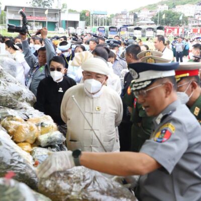 တောင်ကြီးမြို့တွင် (၃၉)ကြိမ်မြောက် အပြည်ပြည်ဆိုင်ရာ မူးယစ်ဆေးဝါးအလွဲသုံးမှုနှင့် တရားမဝင်ရောင်းဝယ်မှုတိုက်ဖျက်ရေးနေ့ အထိမ်းအမှတ် ဖမ်းဆီးရမိမူးယစ်ဆေးဝါးများနှင့် ဓာတုဆေးရည်များ မီးရှို့ဖျက်ဆီး